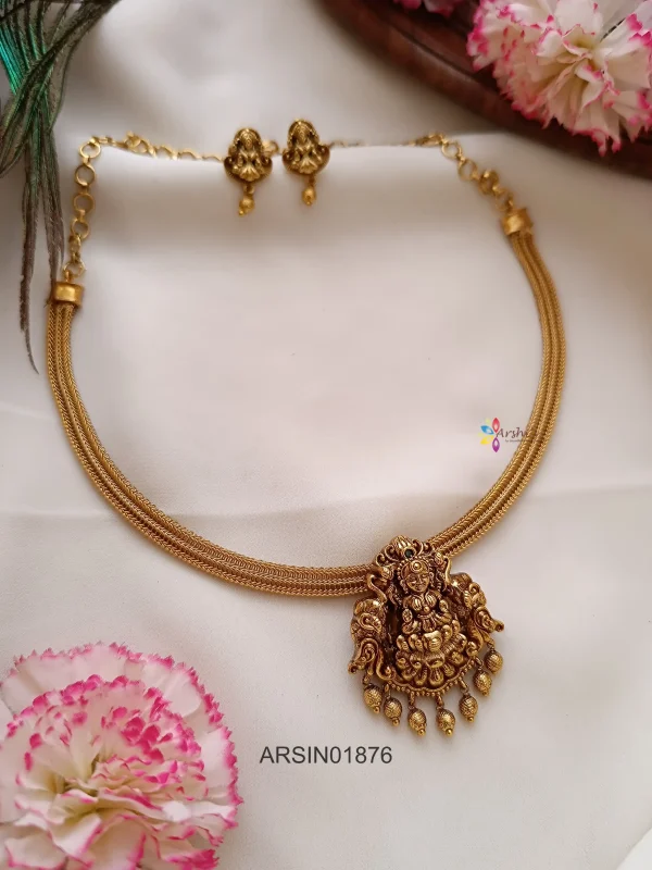 Temple Pendant Gold Bead Drop Necklace