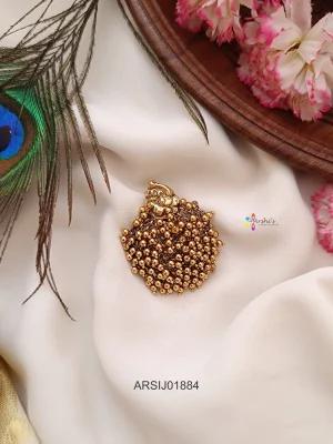 Peacock Gold Beads Hair Brooch