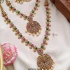 Kemp Red and Green Stone Lakshmi Coin Bridal Set