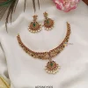 Peacock Kemp Stone Necklace with Pearl Drops