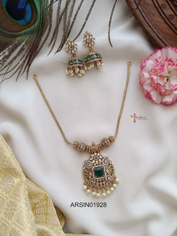 Emerald and AD Stone Pearl Drop Neckset