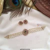 Three Layer Pearl Peacock Multi Stone Choker