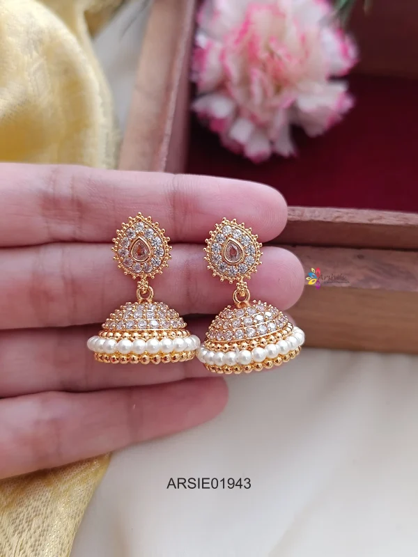 White AD Stone Jhumka