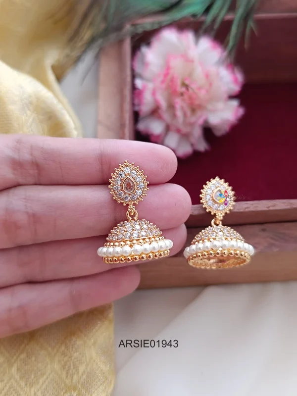 White AD Stone Jhumka