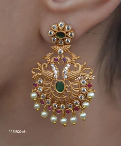 Imitation Dual Peacock Design Chandbali Earrings