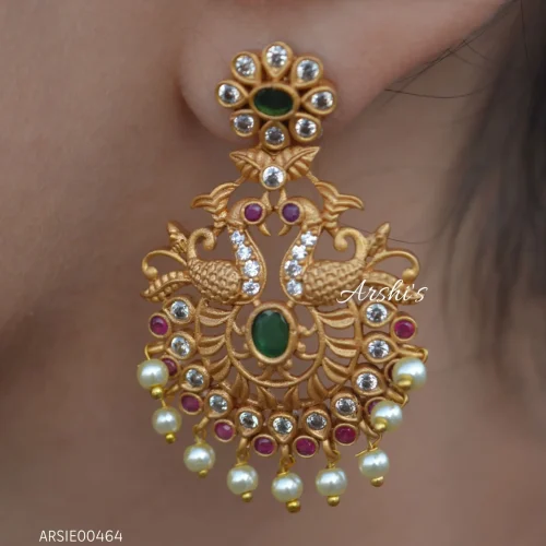 Imitation Dual Peacock Design Chandbali Earrings