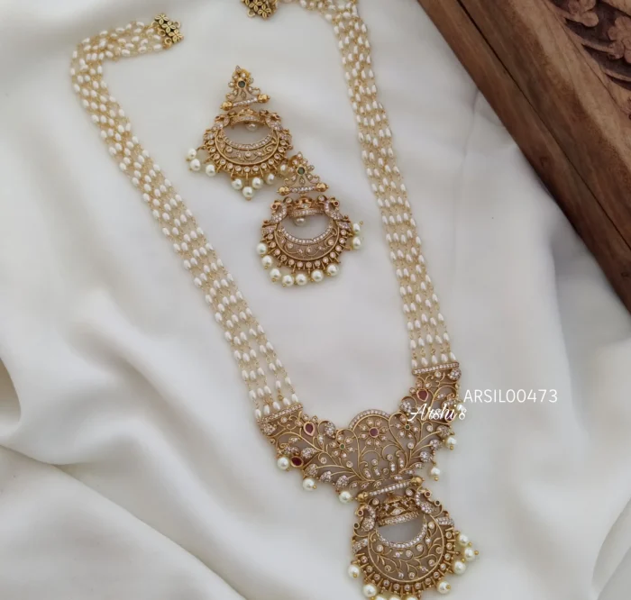 Rice Pearl Chandbali Pendant Haram